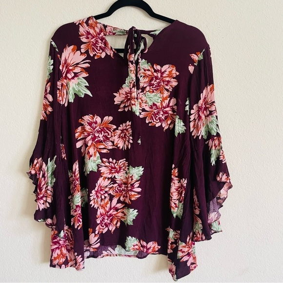 Southern Stitch woman’s boho long sleeve blouse top size S floral gauzy flowy - Picture 9 of 9